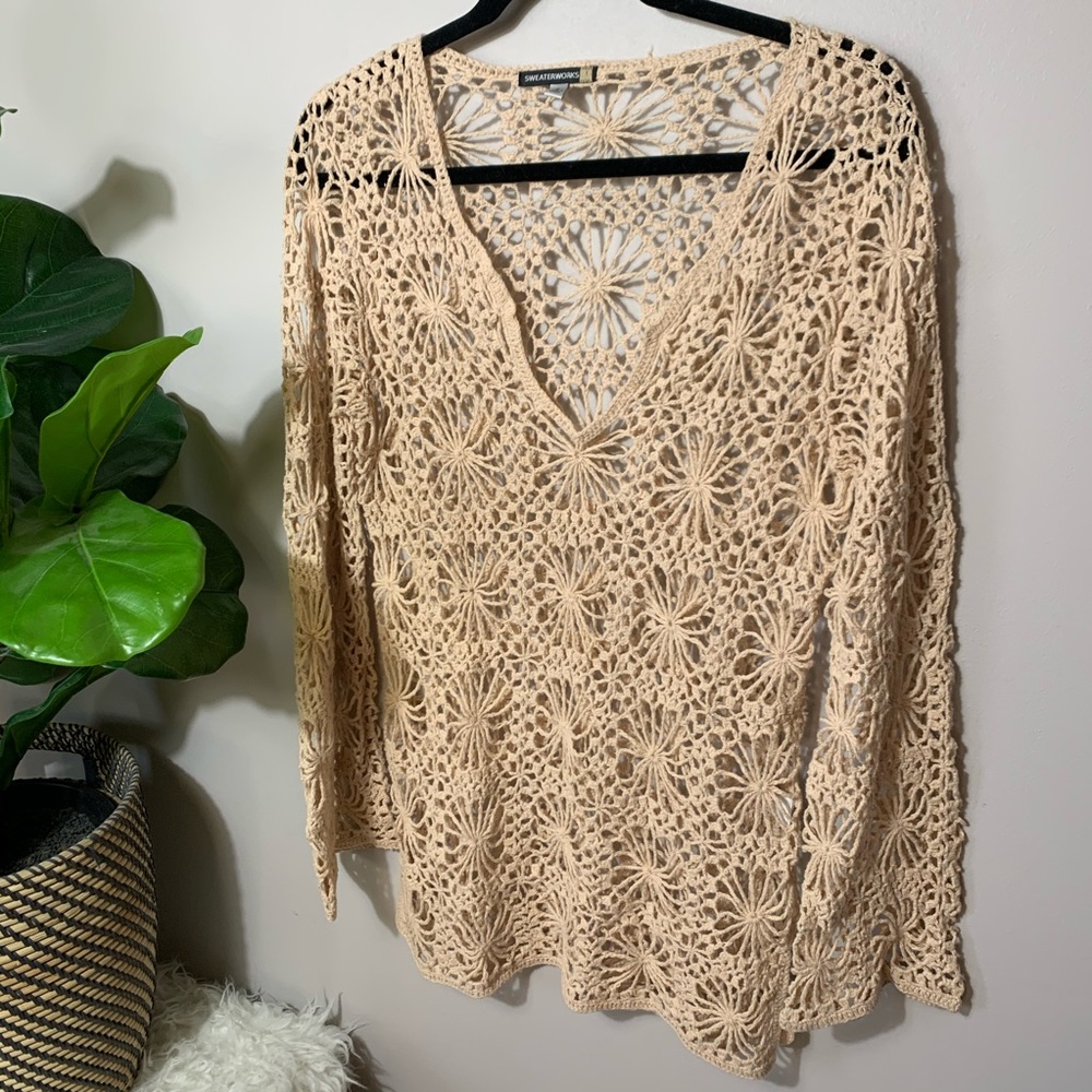 Sweater Works Boho Crochet Cover-Up Tunic